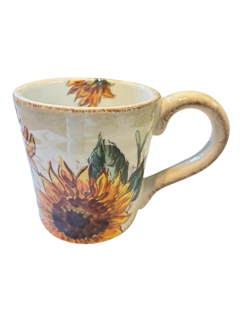 Tuscan Sunflower Ceramic Coffee Mug - Yellow Floral Design-great condition